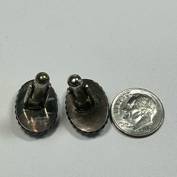 Native Sterling Silver 925 Turquoise Cufflinks VINTAGE - Picture 4 of 9